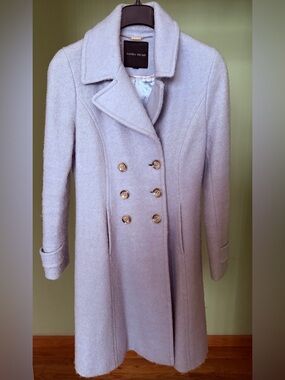 Preowned Ivanka Trump Double-Breasted Wool Blend Coat Baby Blue Color Sz 10